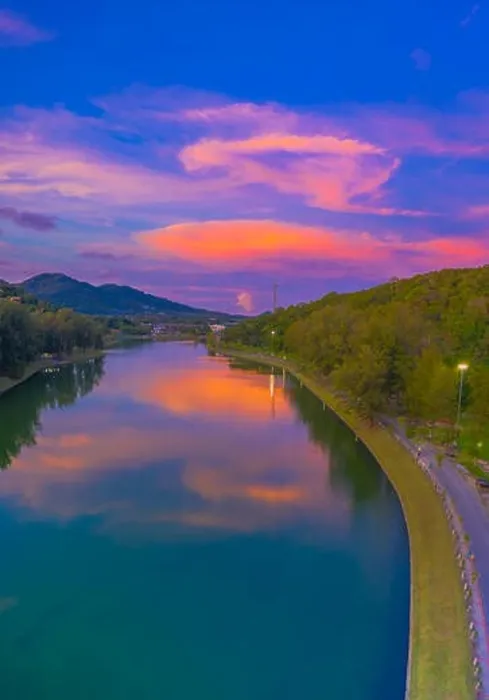 Framed Print : aerial view sunset above Nai Harn beach Framed Print : aerial view sunset above Nai Harn beach