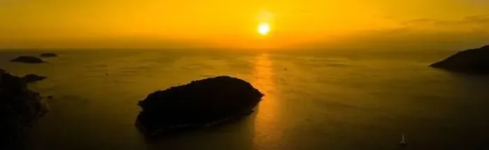 Framed Print : aerial view sunset above Nai Harn beach Framed Print : aerial view sunset above Nai Harn beach