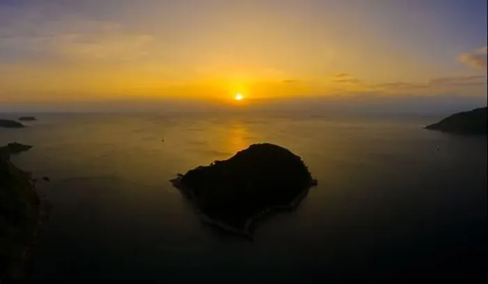 Framed Print : aerial view sunset above Nai Harn beach Framed Print : aerial view sunset above Nai Harn beach