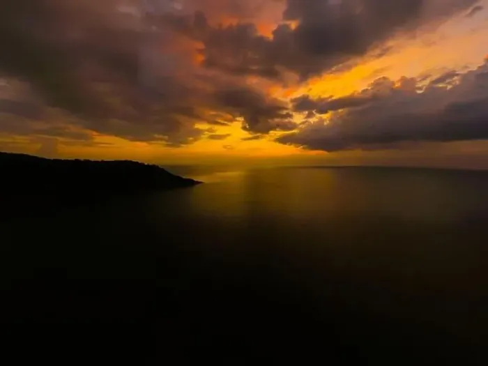 Framed Print : Aerial view of sunset over the sea Framed Print : Aerial view of sunset over the sea