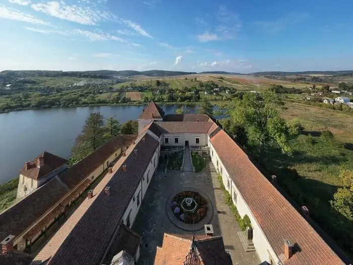 Framed Print : Aerial view on Svirzh castle in Lviv region, Ukraine from drone Framed Print : Aerial view on Svirzh castle in Lviv region, Ukraine from drone