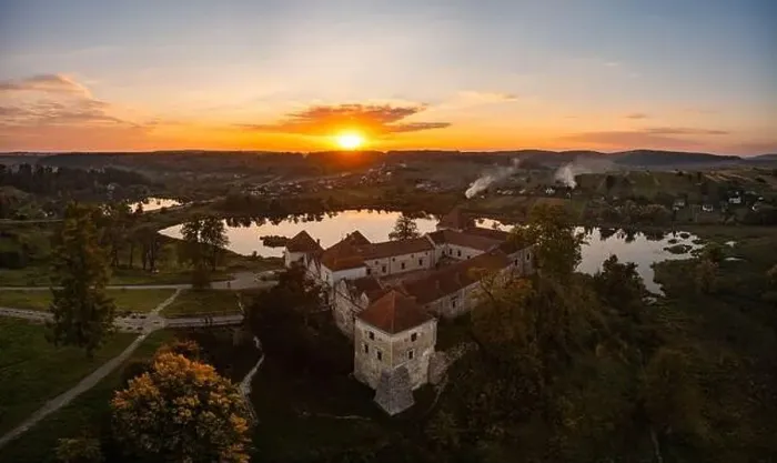 Framed Print : Aerial view on Svirzh castle in Lviv region, Ukraine from drone Framed Print : Aerial view on Svirzh castle in Lviv region, Ukraine from drone