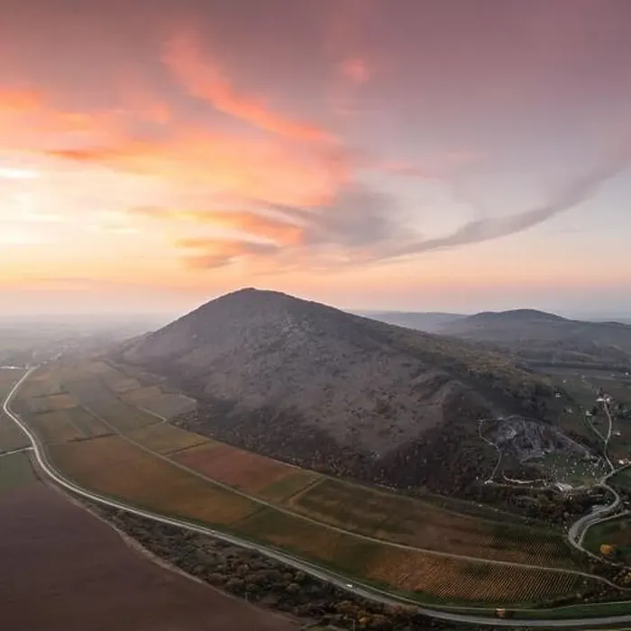 Framed Print : Aerial view of Szarsomlyo mountain with beautiful sunset Framed Print : Aerial view of Szarsomlyo mountain with beautiful sunset