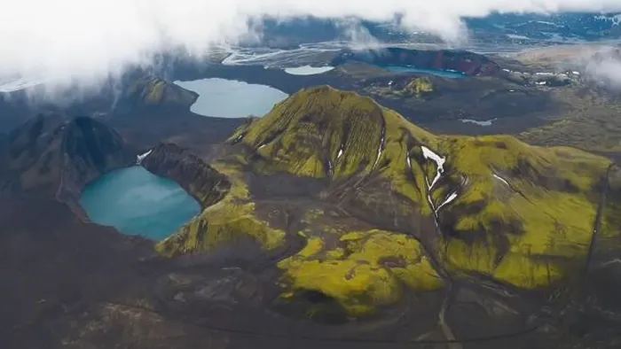 Framed Print : Aerial view taken by drone of Landmannalaugar mountain on a cloudy summer day, Iceland, Polar Regions Framed Print : Aerial view taken by drone of Landmannalaugar mountain on a cloudy summer day, Iceland, Polar Regions