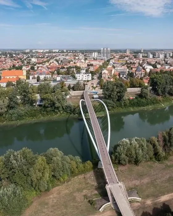 Framed Print : Aerial view of Tiszavirag bridge in Szolnok Framed Print : Aerial view of Tiszavirag bridge in Szolnok