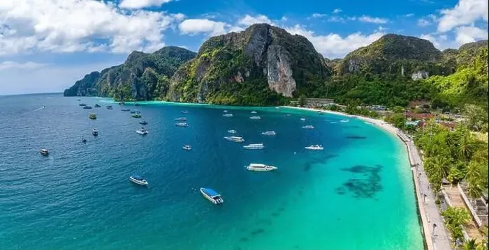 Framed Print : Aerial view of Ton Sai Beach in Koh Phi Phi, Krabi Thailand Framed Print : Aerial view of Ton Sai Beach in Koh Phi Phi, Krabi Thailand
