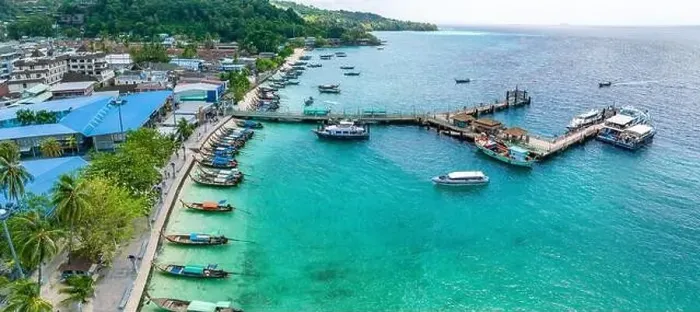 Framed Print : Aerial view of Ton Sai Beach in Koh Phi Phi, Krabi Thailand Framed Print : Aerial view of Ton Sai Beach in Koh Phi Phi, Krabi Thailand