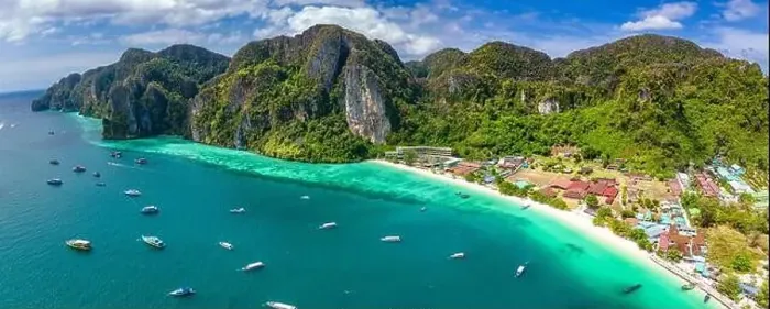 Framed Print : Aerial view of Ton Sai Beach in Koh Phi Phi, Krabi Thailand