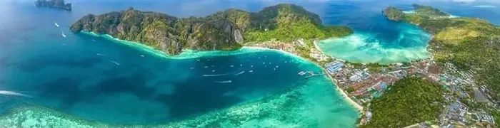 Framed Print : Aerial view of Ton Sai Beach in Koh Phi Phi, Krabi Thailand