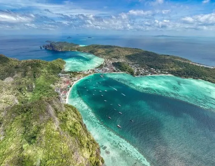 Framed Print : Aerial view of Ton Sai Beach in Koh Phi Phi, Krabi Thailand