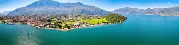 Framed Print : aerial view of the town of Colico on Lake Como Framed Print : aerial view of the town of Colico on Lake Como