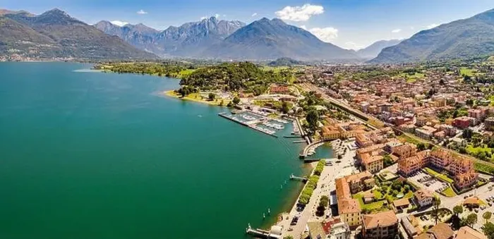 Framed Print : aerial view of the town of Colico on Lake Como Framed Print : aerial view of the town of Colico on Lake Como
