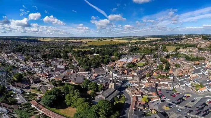 Framed Print : An aerial view of the town of Stowmarket in Suffolk, UK Framed Print : An aerial view of the town of Stowmarket in Suffolk, UK