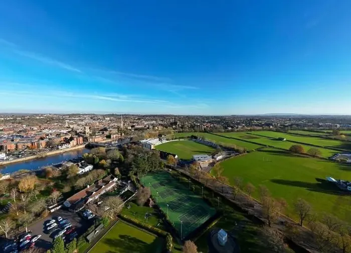 Framed Print : An aerial view of the town of Worcester in Worcestershire, UK Framed Print : An aerial view of the town of Worcester in Worcestershire, UK
