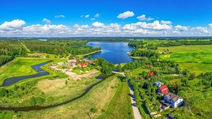 Framed Print : aerial view of Tumiany in Warmia