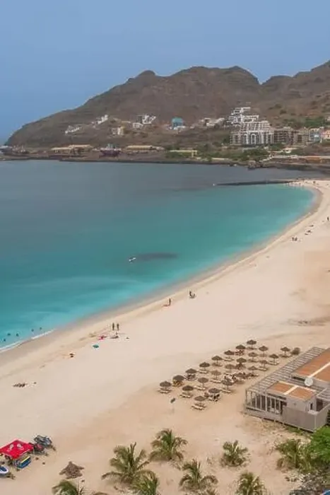 Framed Print : Aerial view of turquoise Laginha beach with white sand in Mindelo city in Sao Vicente Island in Cape Verde Framed Print : Aerial view of turquoise Laginha beach with white sand in Mindelo city in Sao Vicente Island in Cape Verde