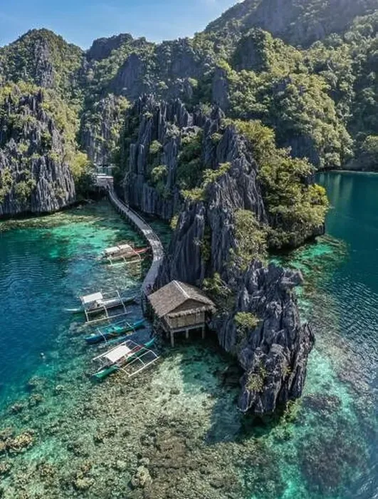 Framed Print : Aerial view of the Twin Lagoon in coron island, Palawan, Philippines Framed Print : Aerial view of the Twin Lagoon in coron island, Palawan, Philippines