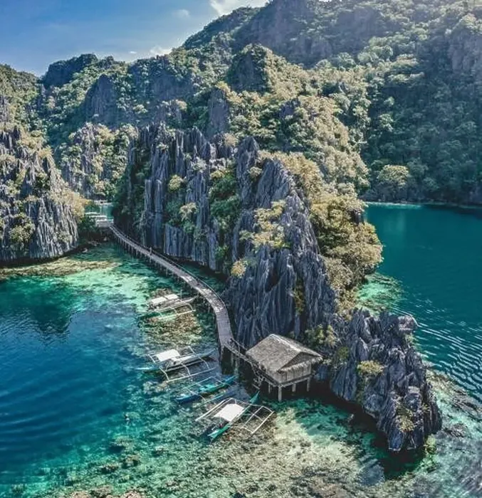 Framed Print : Aerial view of the Twin Lagoon in coron island, Palawan, Philippines Framed Print : Aerial view of the Twin Lagoon in coron island, Palawan, Philippines