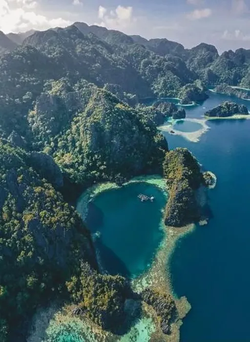 Framed Print : Aerial view of the Twin Lagoon in coron island, Palawan, Philippines Framed Print : Aerial view of the Twin Lagoon in coron island, Palawan, Philippines