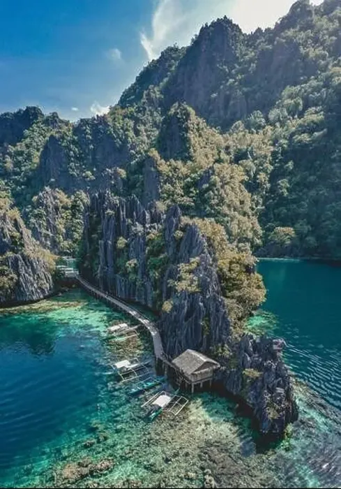 Framed Print : Aerial view of the Twin Lagoon in coron island, Palawan, Philippines Framed Print : Aerial view of the Twin Lagoon in coron island, Palawan, Philippines