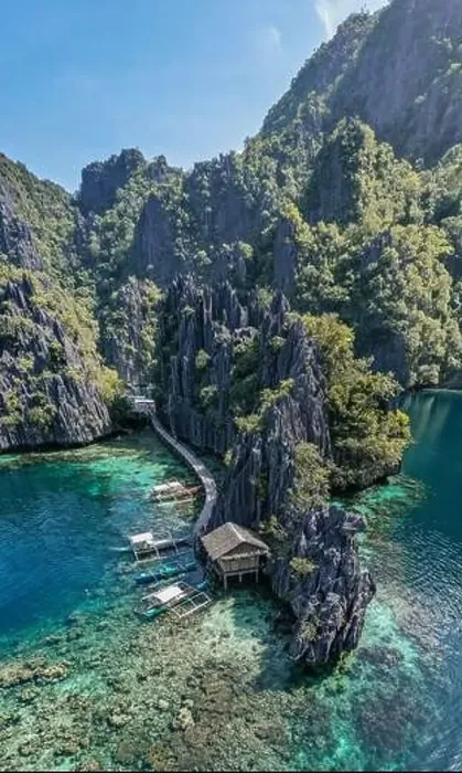 Framed Print : Aerial view of the Twin Lagoon in coron island, Palawan, Philippines Framed Print : Aerial view of the Twin Lagoon in coron island, Palawan, Philippines