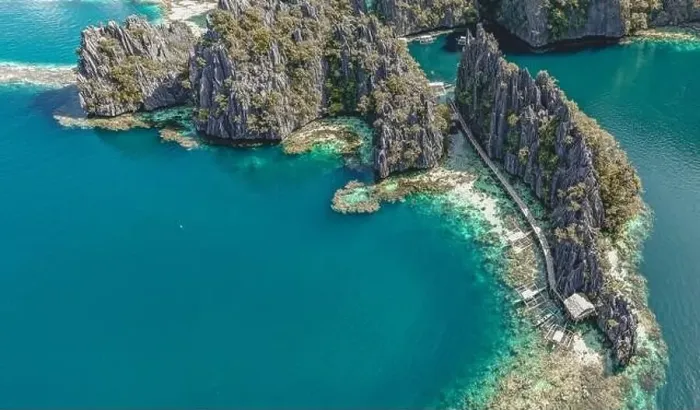 Framed Print : Aerial view of the Twin Lagoon in coron island, Palawan, Philippines Framed Print : Aerial view of the Twin Lagoon in coron island, Palawan, Philippines