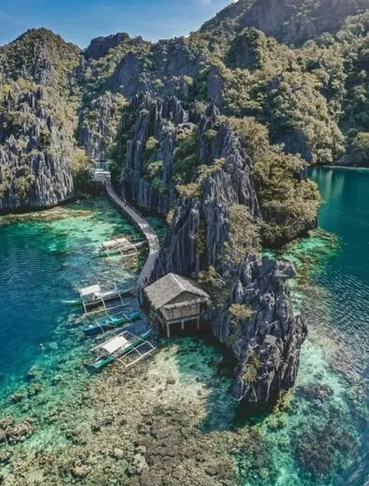 Framed Print : Aerial view of the Twin Lagoon in coron island, Palawan, Philippines Framed Print : Aerial view of the Twin Lagoon in coron island, Palawan, Philippines