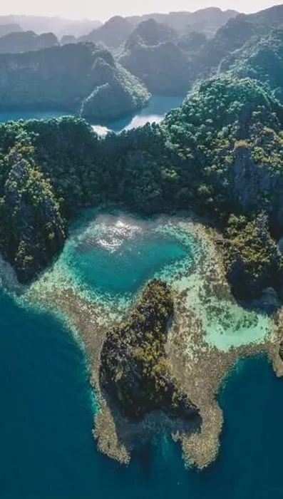 Framed Print : Aerial view of the Twin Lagoon in coron island, Palawan, Philippines Framed Print : Aerial view of the Twin Lagoon in coron island, Palawan, Philippines