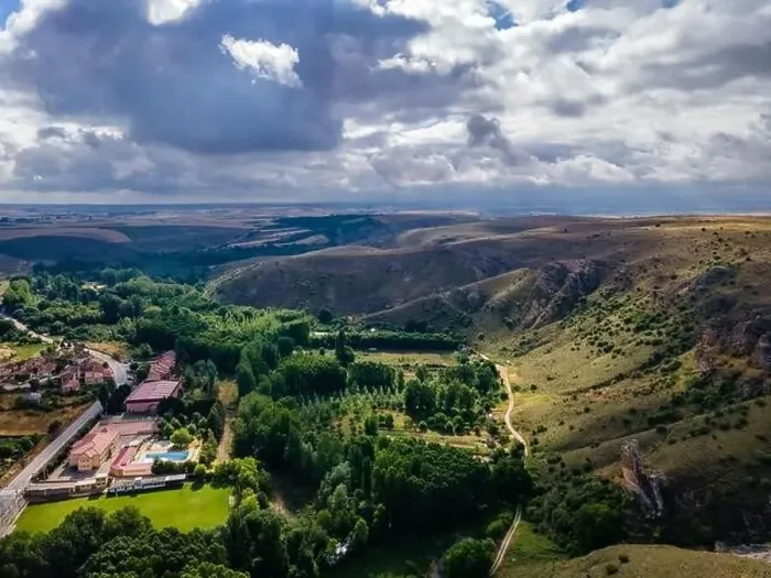 Framed Print : Aerial view of the valley formed by hills and buildings at the bottom of the ravine, Spain Framed Print : Aerial view of the valley formed by hills and buildings at the bottom of the ravine, Spain