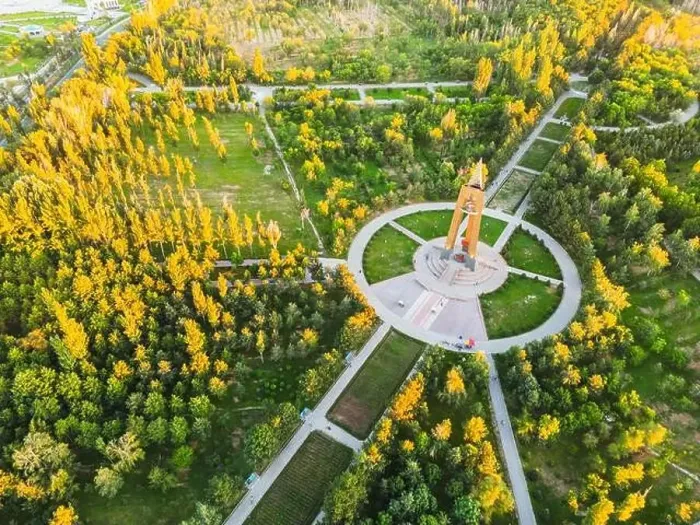 Framed Print : Aerial view of Victory park in Bishkek city Kyrgyzstan Framed Print : Aerial view of Victory park in Bishkek city Kyrgyzstan