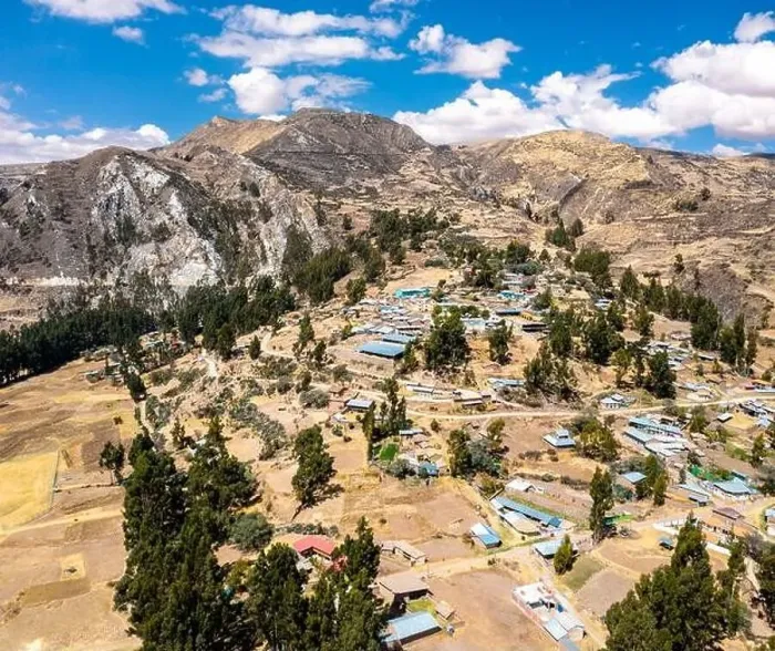 Framed Print : Aerial view of a village in the Peruvian Andes Framed Print : Aerial view of a village in the Peruvian Andes