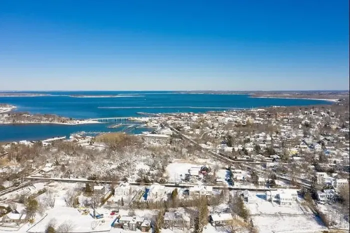 Framed Print : Aerial view of the Village of Sag Harbor on a winter day Framed Print : Aerial view of the Village of Sag Harbor on a winter day