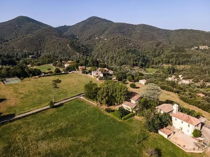 Framed Print : Aerial view of the village of Soudorgues in the Cevennes mountains (South of Massif Central, France) Framed Print : Aerial view of the village of Soudorgues in the Cevennes mountains (South of Massif Central, France)