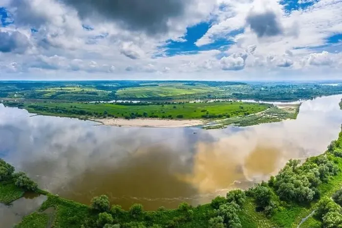 Framed Print : Aerial view of Vistula River near Kazimierz Dolny surroundings Framed Print : Aerial view of Vistula River near Kazimierz Dolny surroundings