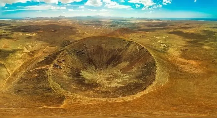 Framed Print : Aerial view of the volcano crater volcan Calderon Hondo Corralejo Fuerteventura Framed Print : Aerial view of the volcano crater volcan Calderon Hondo Corralejo Fuerteventura