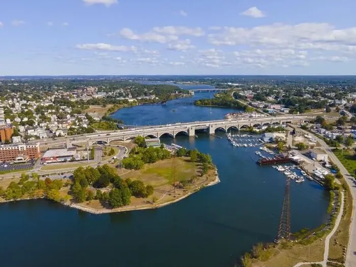 Framed Print : Aerial view of Washington Bridge between City of Providence and East Providence on Seekonk River in Rhode Island RI Framed Print : Aerial view of Washington Bridge between City of Providence and East Providence on Seekonk River in Rhode Island RI