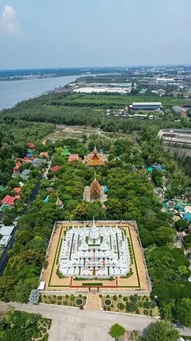 Framed Print : Aerial view of Wat Asokaram, temple in south Bangkok, Thailand Framed Print : Aerial view of Wat Asokaram, temple in south Bangkok, Thailand