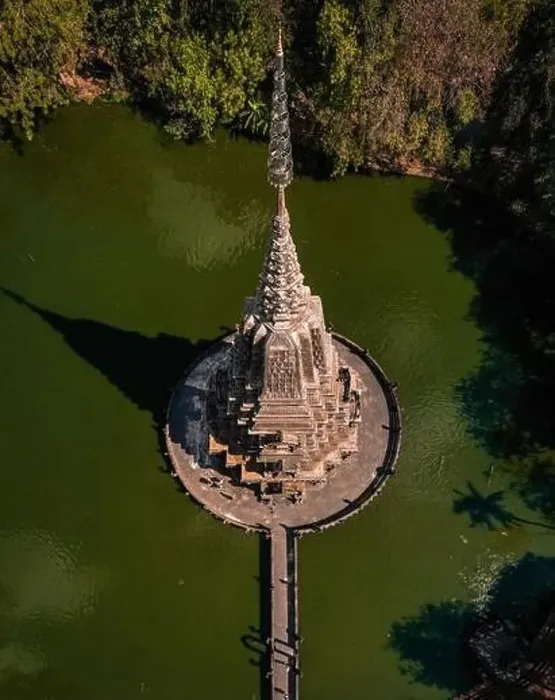 Framed Print : Aerial view of Wat Huai Kaeo or Wat Huay Kaew pagoda temple in Lopburi, Thailand Framed Print : Aerial view of Wat Huai Kaeo or Wat Huay Kaew pagoda temple in Lopburi, Thailand