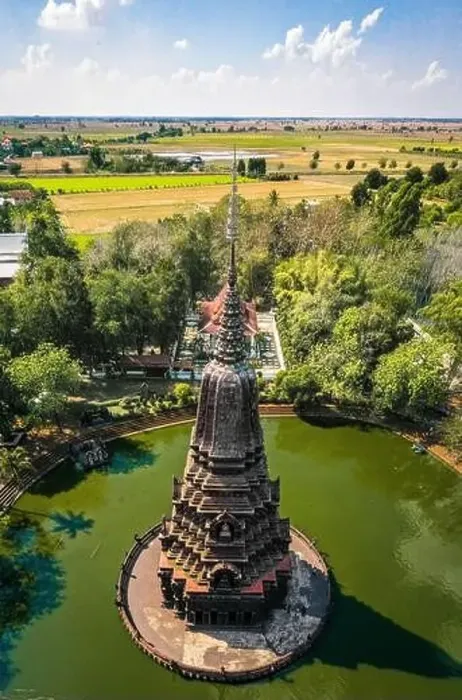 Framed Print : Aerial view of Wat Huai Kaeo or Wat Huay Kaew pagoda temple in Lopburi, Thailand Framed Print : Aerial view of Wat Huai Kaeo or Wat Huay Kaew pagoda temple in Lopburi, Thailand