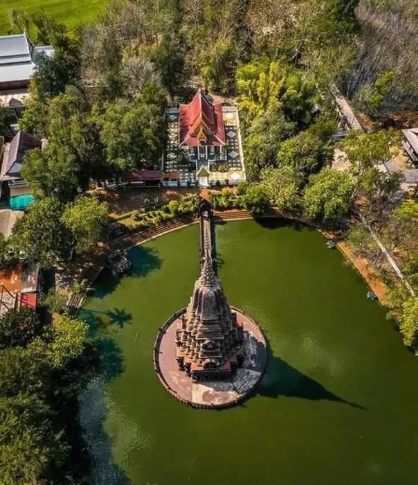 Framed Print : Aerial view of Wat Huai Kaeo or Wat Huay Kaew pagoda temple in Lopburi, Thailand Framed Print : Aerial view of Wat Huai Kaeo or Wat Huay Kaew pagoda temple in Lopburi, Thailand