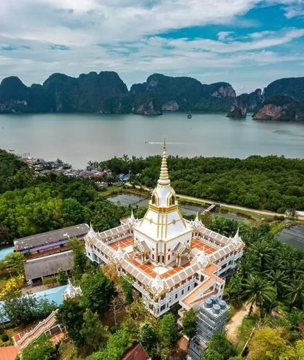 Framed Print : Aerial view of Wat Laem Sak temple in Krabi province, Thailand Framed Print : Aerial view of Wat Laem Sak temple in Krabi province, Thailand
