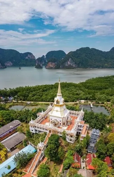 Framed Print : Aerial view of Wat Laem Sak temple in Krabi province, Thailand Framed Print : Aerial view of Wat Laem Sak temple in Krabi province, Thailand