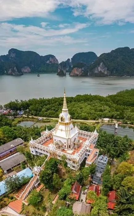 Framed Print : Aerial view of Wat Laem Sak temple in Krabi province, Thailand Framed Print : Aerial view of Wat Laem Sak temple in Krabi province, Thailand