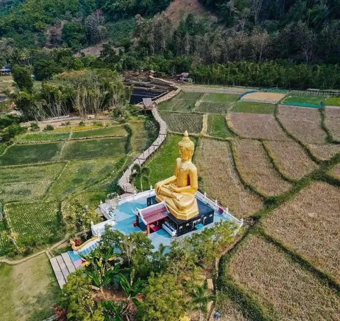 Framed Print : Aerial view of Wat Na Khuha Temple in Phrae Thailand Framed Print : Aerial view of Wat Na Khuha Temple in Phrae Thailand