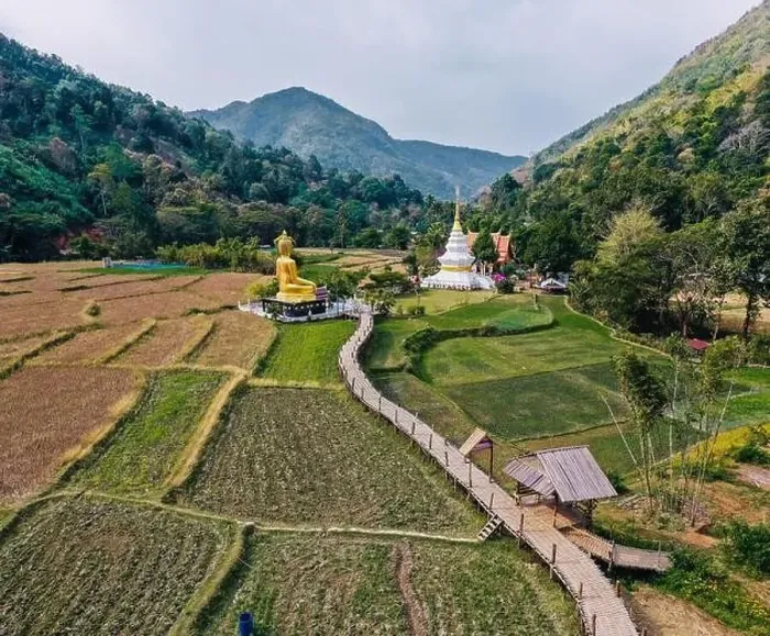 Framed Print : Aerial view of Wat Na Khuha Temple in Phrae Thailand Framed Print : Aerial view of Wat Na Khuha Temple in Phrae Thailand