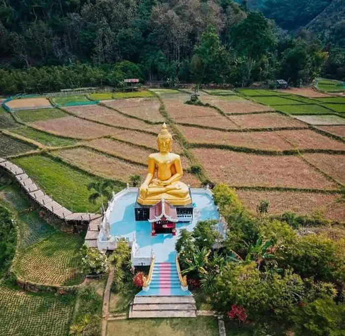 Framed Print : Aerial view of Wat Na Khuha Temple in Phrae Thailand Framed Print : Aerial view of Wat Na Khuha Temple in Phrae Thailand
