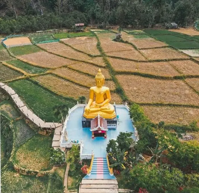 Framed Print : Aerial view of Wat Na Khuha Temple in Phrae Thailand Framed Print : Aerial view of Wat Na Khuha Temple in Phrae Thailand