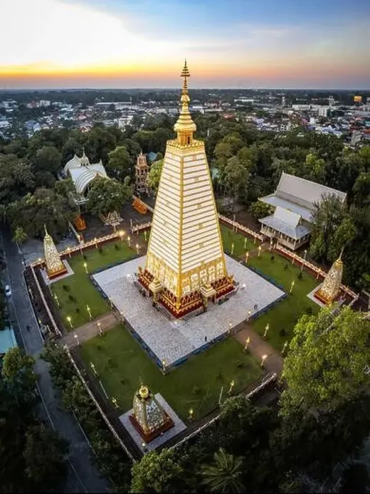 Framed Print : Aerial view of Wat Phra That Nong Bua, in Ubon, Thailand, south east asia Framed Print : Aerial view of Wat Phra That Nong Bua, in Ubon, Thailand, south east asia