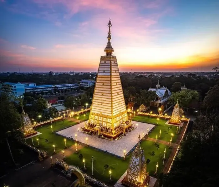 Framed Print : Aerial view of Wat Phra That Nong Bua, in Ubon, Thailand, south east asia Framed Print : Aerial view of Wat Phra That Nong Bua, in Ubon, Thailand, south east asia
