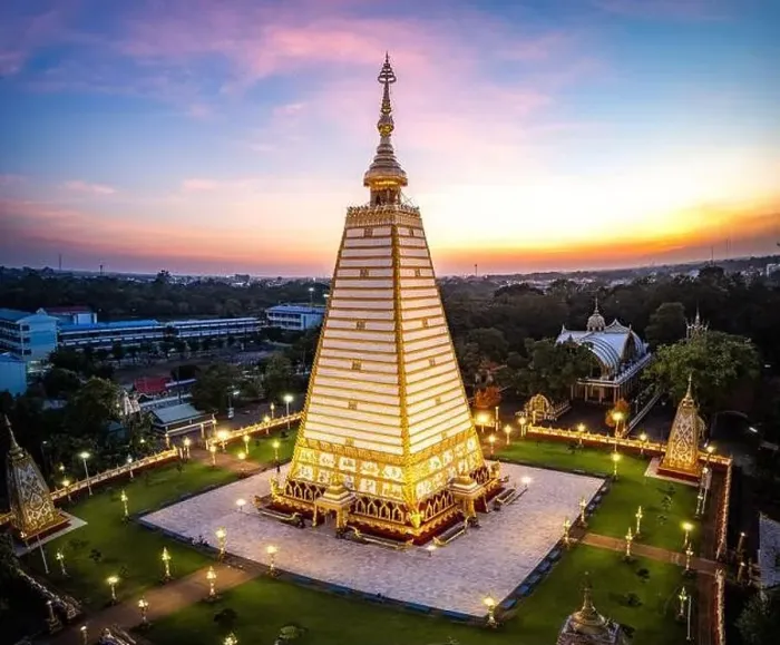 Framed Print : Aerial view of Wat Phra That Nong Bua, in Ubon, Thailand, south east asia Framed Print : Aerial view of Wat Phra That Nong Bua, in Ubon, Thailand, south east asia